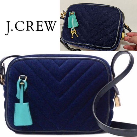 J. Crew Handbags - J. Crew Signet Velvet Bag with Lock & Key
